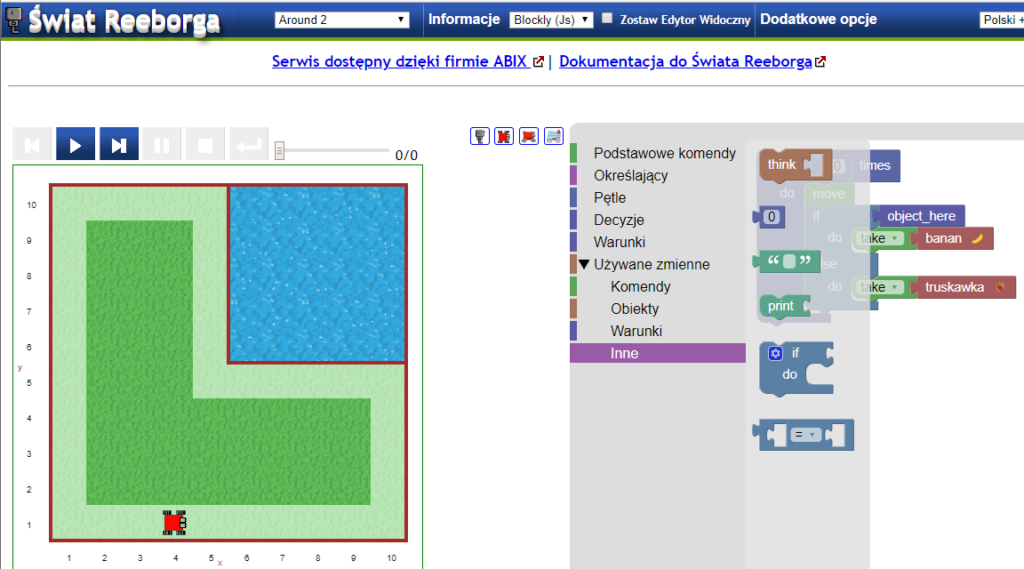 Warsztaty: Sterowanie robotem na ekranie - wersja Scratch/Blockly dla nauczycieli klas 4-6.